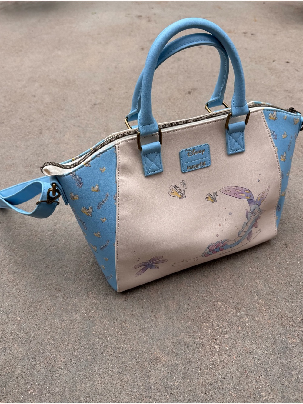 Disney Light Blue & Cream Satchel with Whimsical Fairy Motif